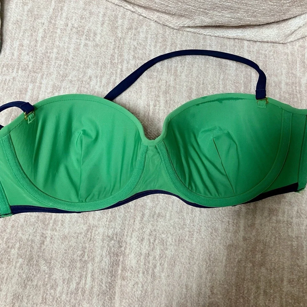 Tory Burch Size S Bikini Swimsuit Swim Top Navy/Green Women's Colorblock